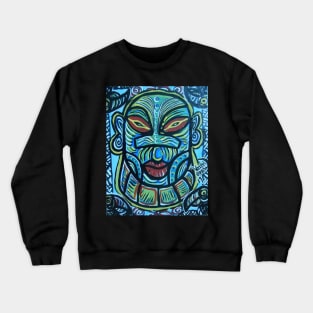 Tiki mask and birds Crewneck Sweatshirt